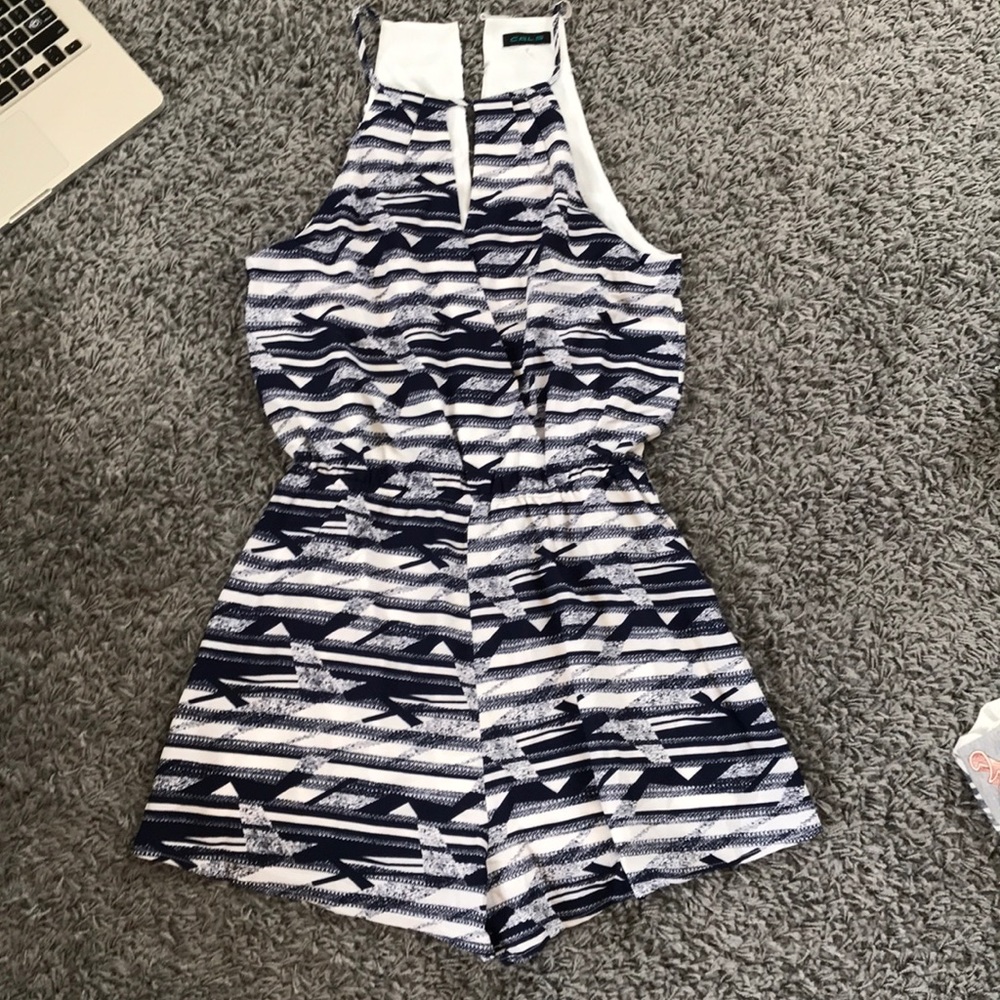 Cals Blue and white romper small